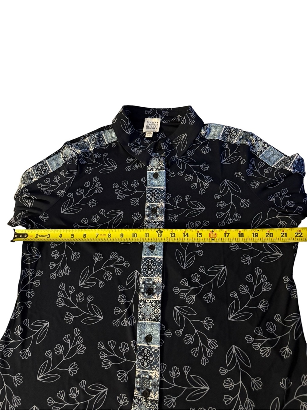 Badgley Mischka Mark & James Floral Button Front Blouse Size L - Picture 4 of 9